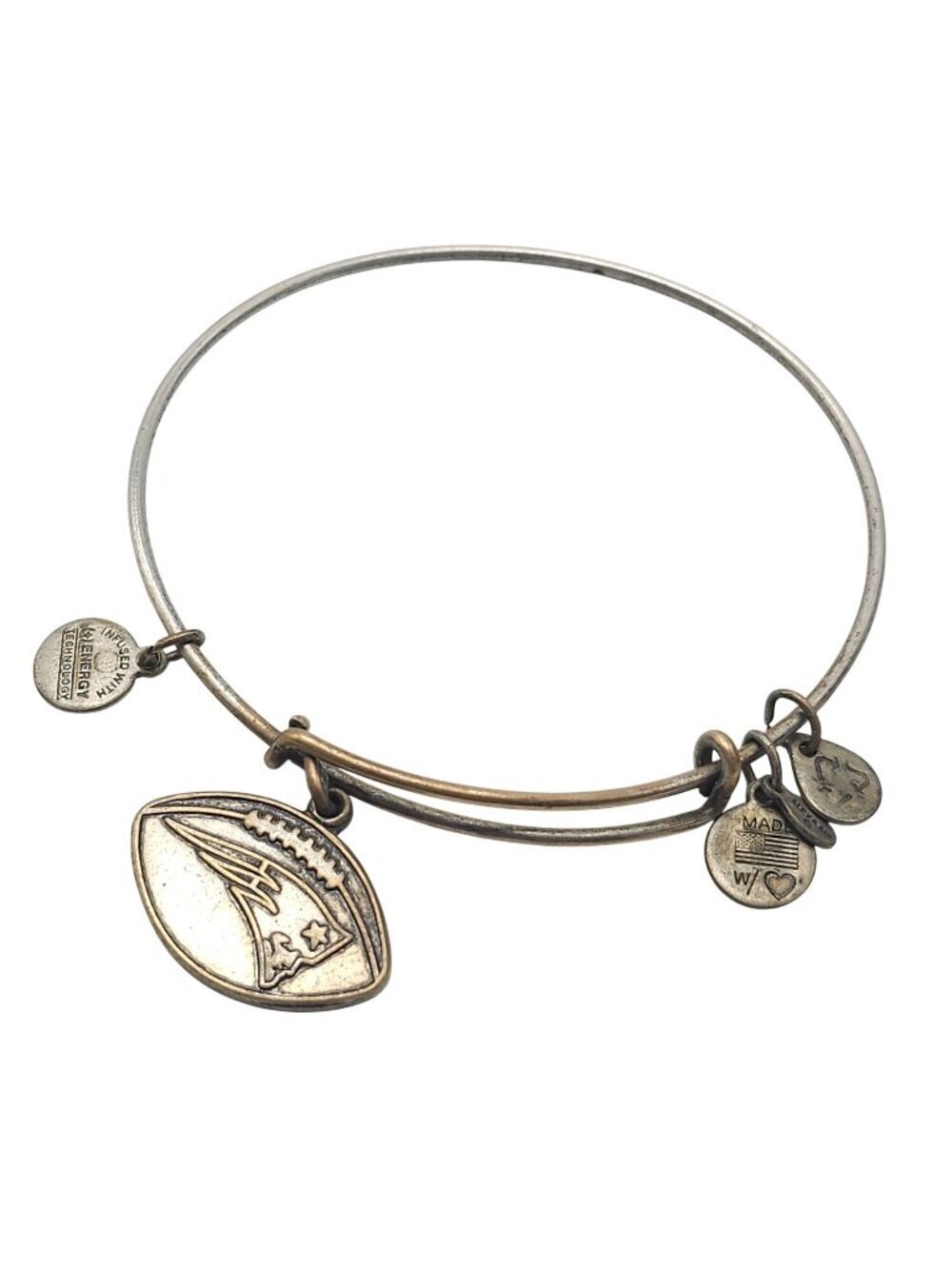 NFL Alex And Ani Silver-Tone Patriots Adjustable Charm Bracelet